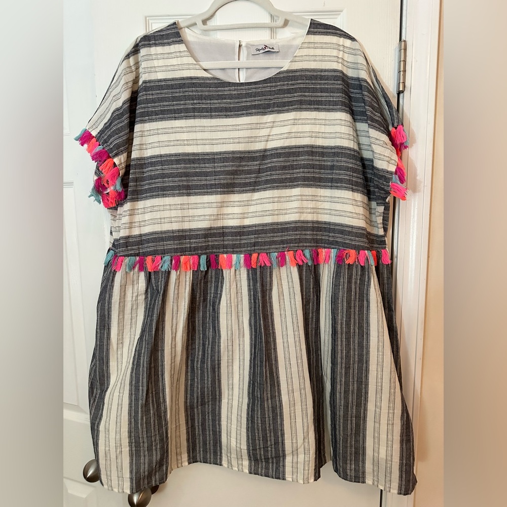 Perfectly Priscilla Sundress Multi-Color Tassels Size 1X